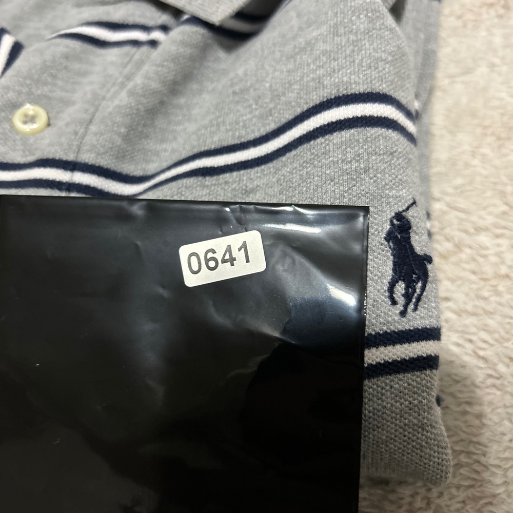 Polo Ralph Lauren Polo Shirt Mens XXL Grey Striped Short Sleeve Pony Logo 0641 - Picture 7 of 7